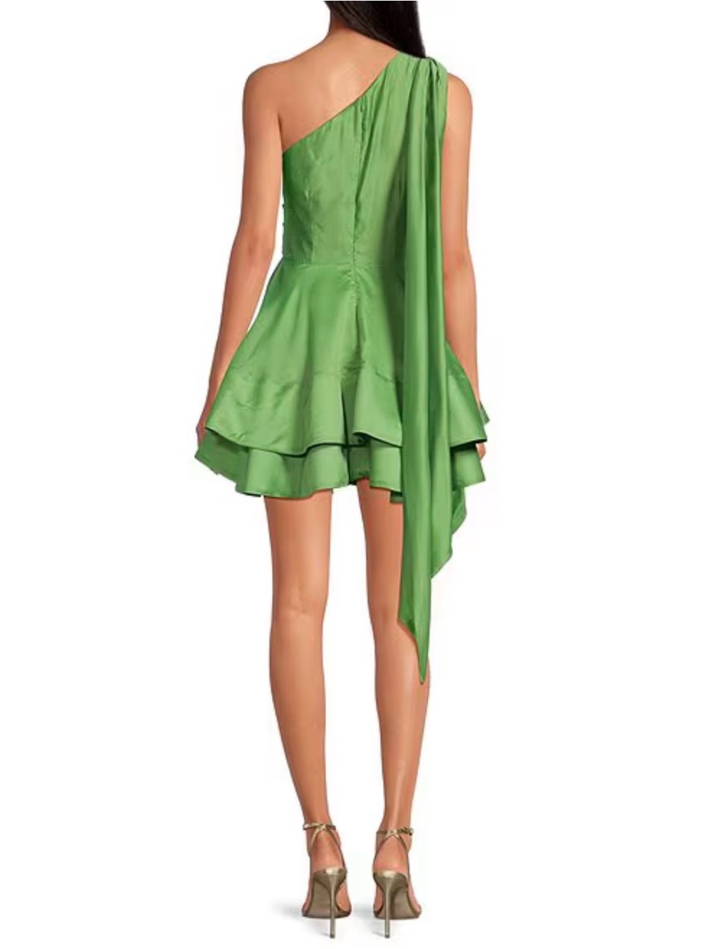 ELLIATT One-Shoulder Green Ruffle Mini Dress - Picture 3 of 3